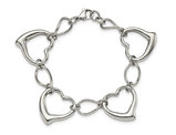 Stainless Steel Polished Hearts Bracelet (7.75 inches)